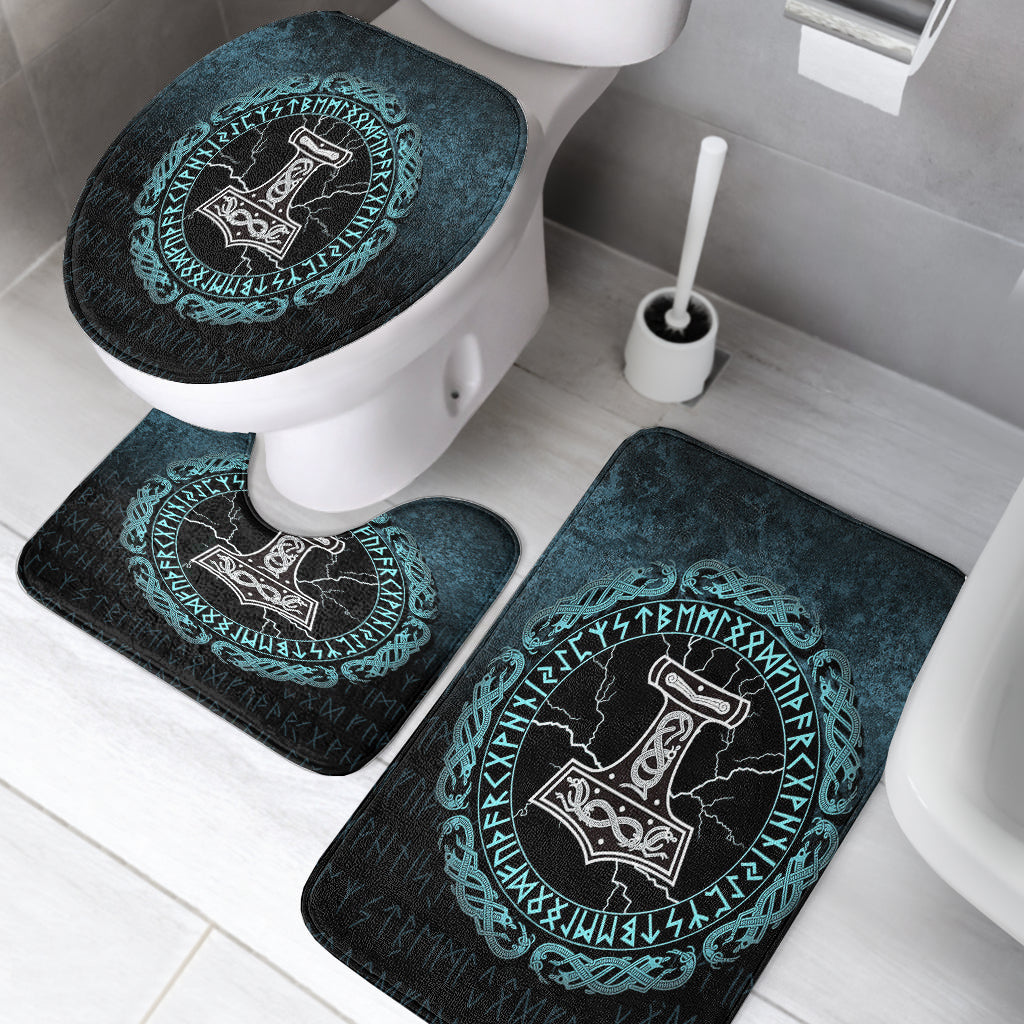 VikingStyle Bathroom Set Mjolnir Hammer of Thor Runes Bathroom Set A