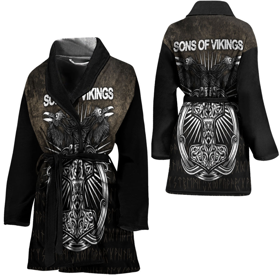 VikingStyle Bathrobe - Ravens Mjolnir Bath Robe A7 | VikingStyle ...