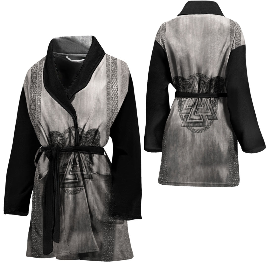 VikingStyle Bathrobe - Valknut Symbol And Ravens Bath Robe A7 ...